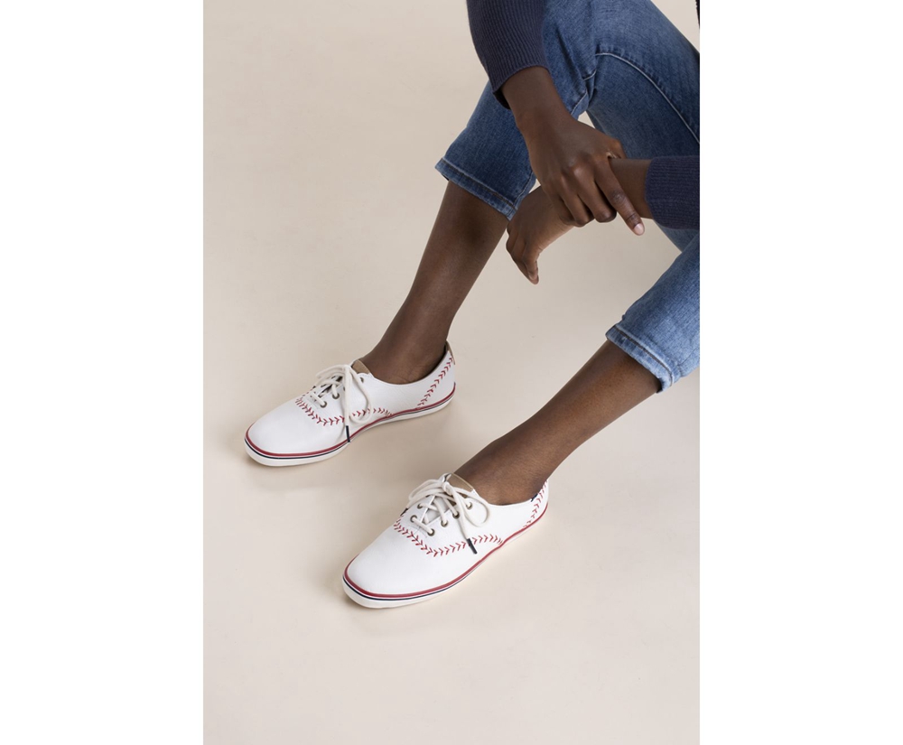 Tenis Keds Mujer Blancos - Champion Pennant Cuero - 7356-PREMV